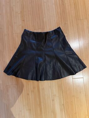 Outrage London Faux Leather Dark Brown Skater Skirt